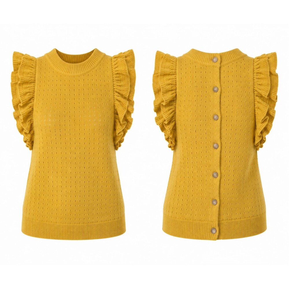 Who What Wear Ruffle Mock Neck Sweater – Mustard Yellow size small